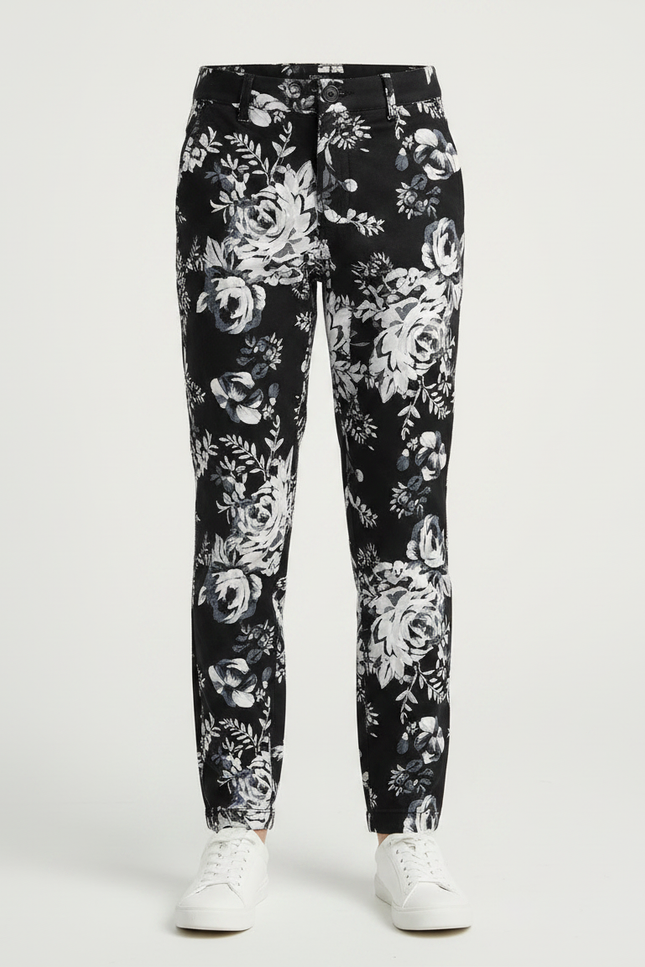 Pantalon Chino Fleuri - Imprimé Coton - vue 3