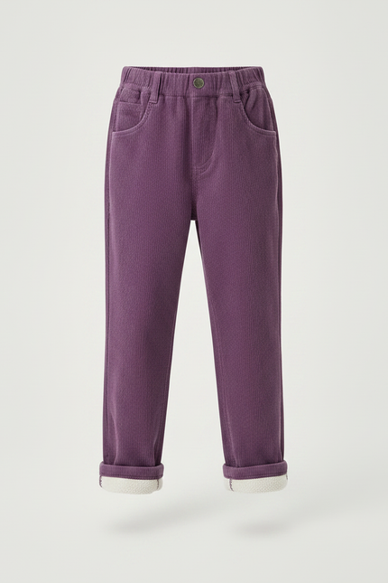 Pantalon Chino Violet Côtelé Doublé Chaud Enfant - Cordé - vue 3