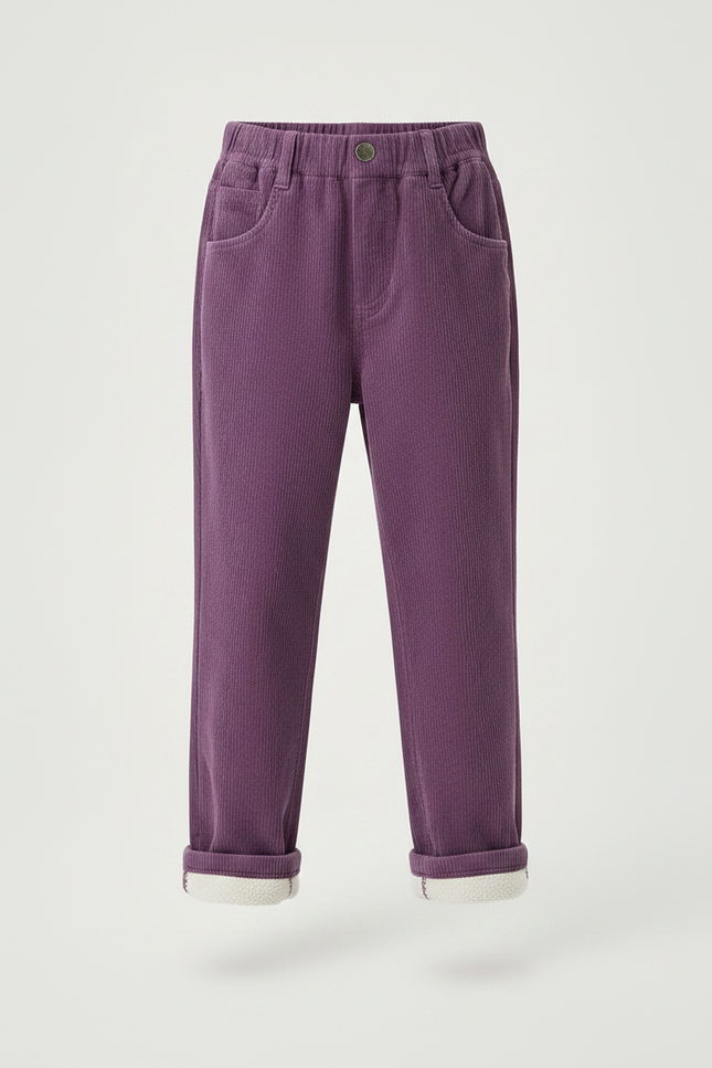 Pantalon Chino Violet Côtelé Doublé Chaud Enfant - Cordé - vue 3