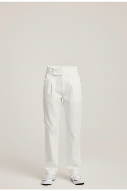 Pantalon Chino Blanc Droit Plissé Élégant Enfant - Gabardine - vue 3