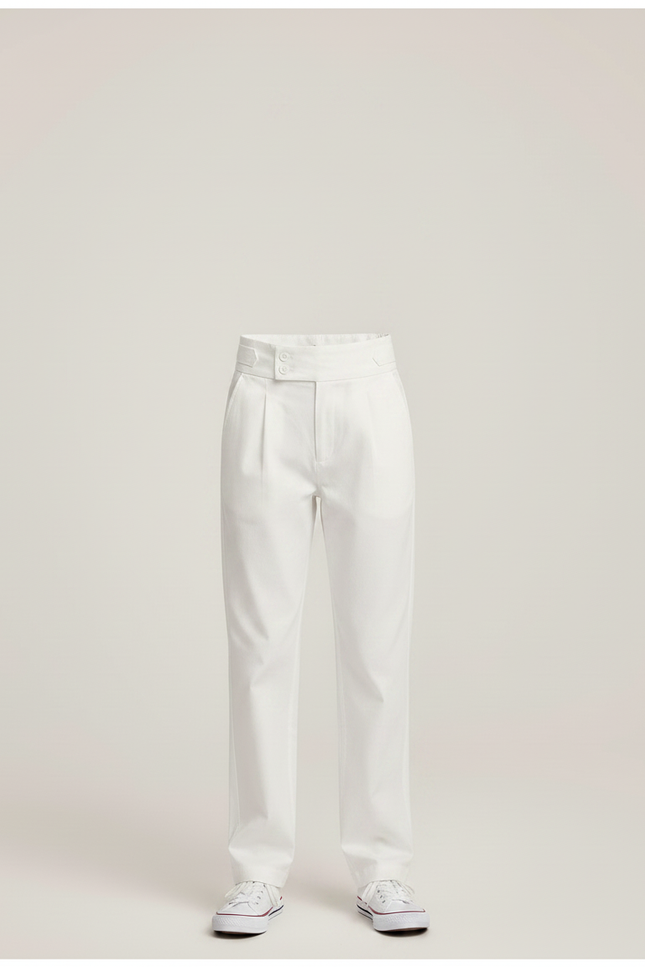 Pantalon Chino Blanc Droit Plissé Élégant Enfant - Gabardine - vue 3