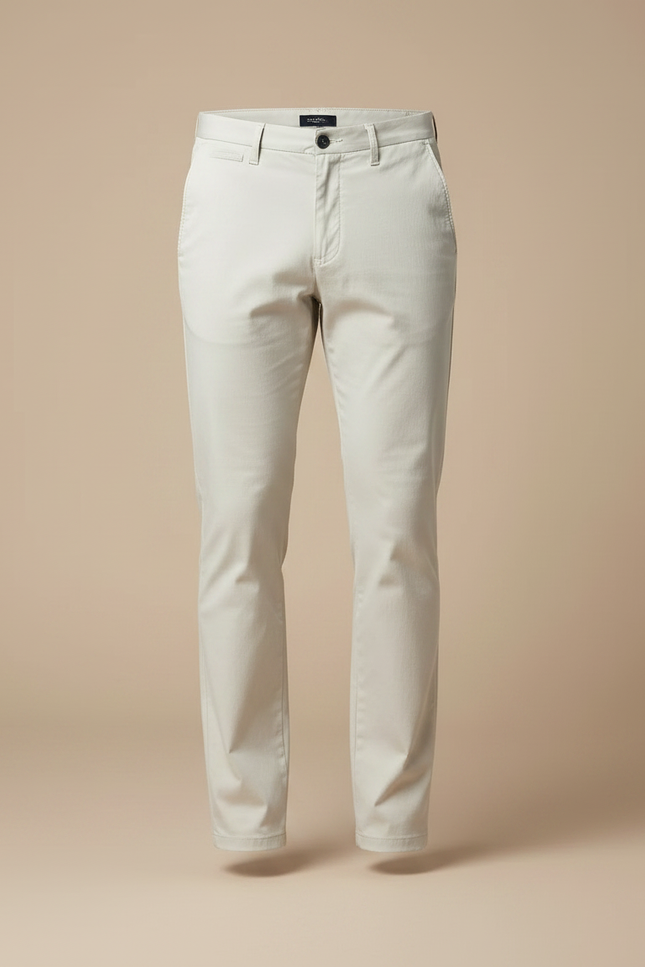 Pantalon Chino Beige Clair Coton Coupe Droite Élégant Homme - vue 3