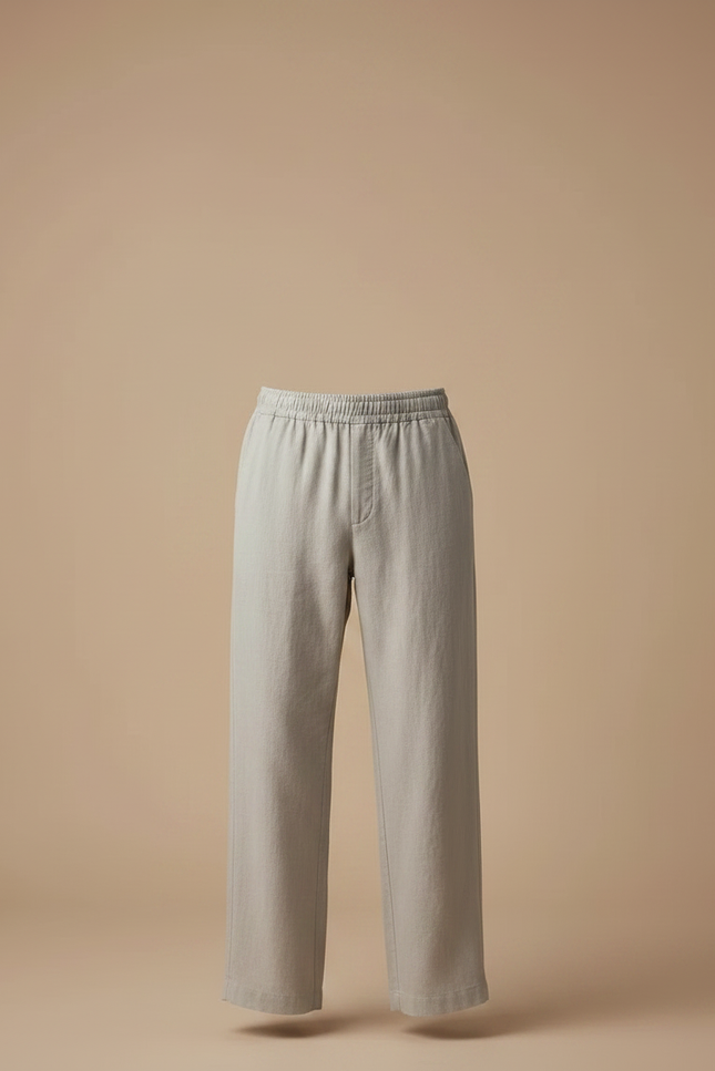 Pantalon Chino Homme Lin Gris Ample Décontracté - vue 3