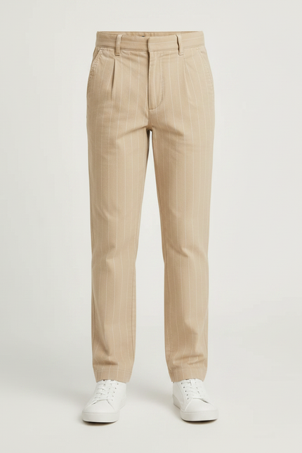 Pantalon Chino Beige Rayé Droit Décontracté Enfant - Gabardine - vue 3