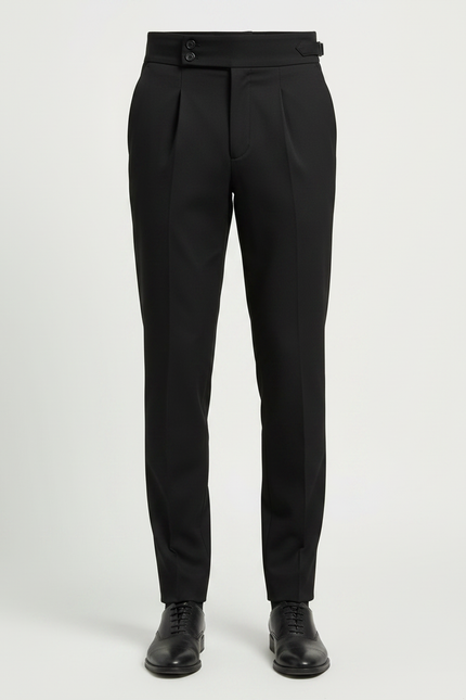 Pantalon Chino Noir Plissé Droit Élégant Homme - Gabardine - vue 3