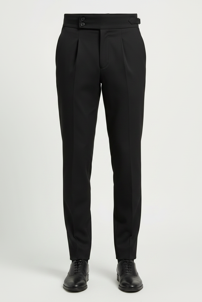 Pantalon Chino Noir Plissé Droit Élégant Homme - Gabardine - vue 3