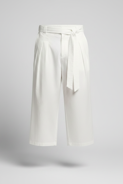 Pantalon Chino Blanc Ample Coton Ceinture Décontracté - vue 3