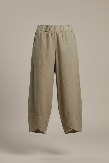 Pantalon Chino Lin Ample Vert Kaki Femme - vue 3