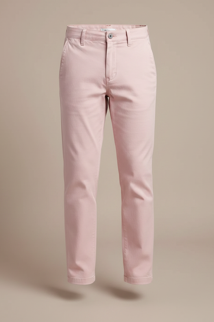 Pantalon Chino Rose Pâle Coton Slim Garçon Décontracté - vue 3