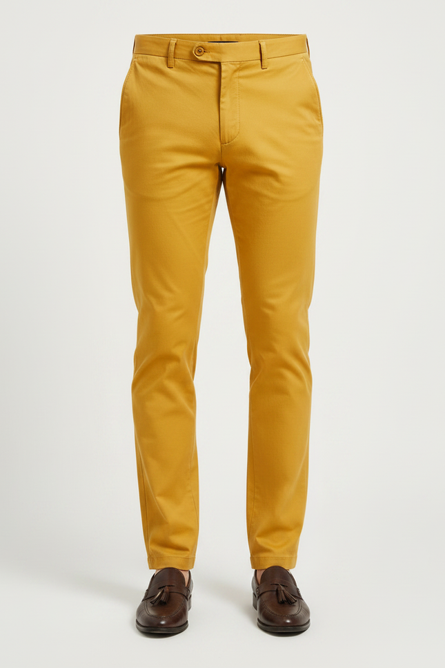Pantalon Chino Moutarde Homme - Jaune Coton - vue 3