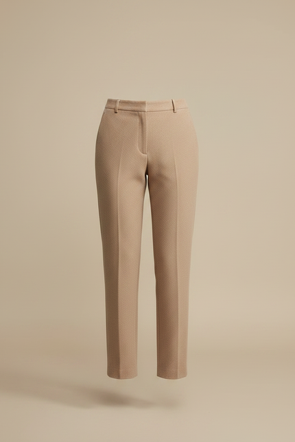 Pantalon Chino Beige Laine Droit Taille Haute Femme - vue 3