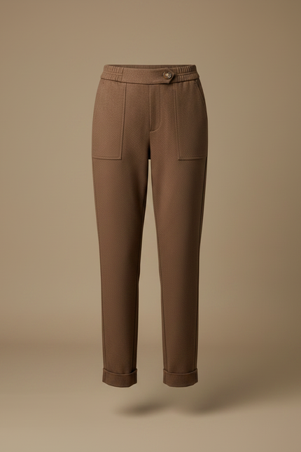 Pantalon Chino Marron Droit Coton Confortable Femme - vue 3