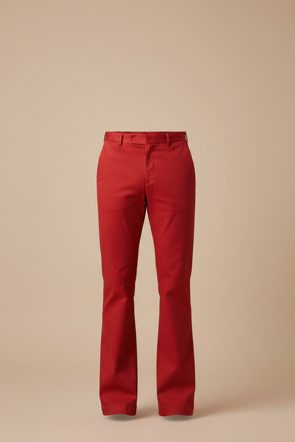 Pantalon Chino Rouge Évasé Stretch Homme Élégant - Gabardine - vue 3
