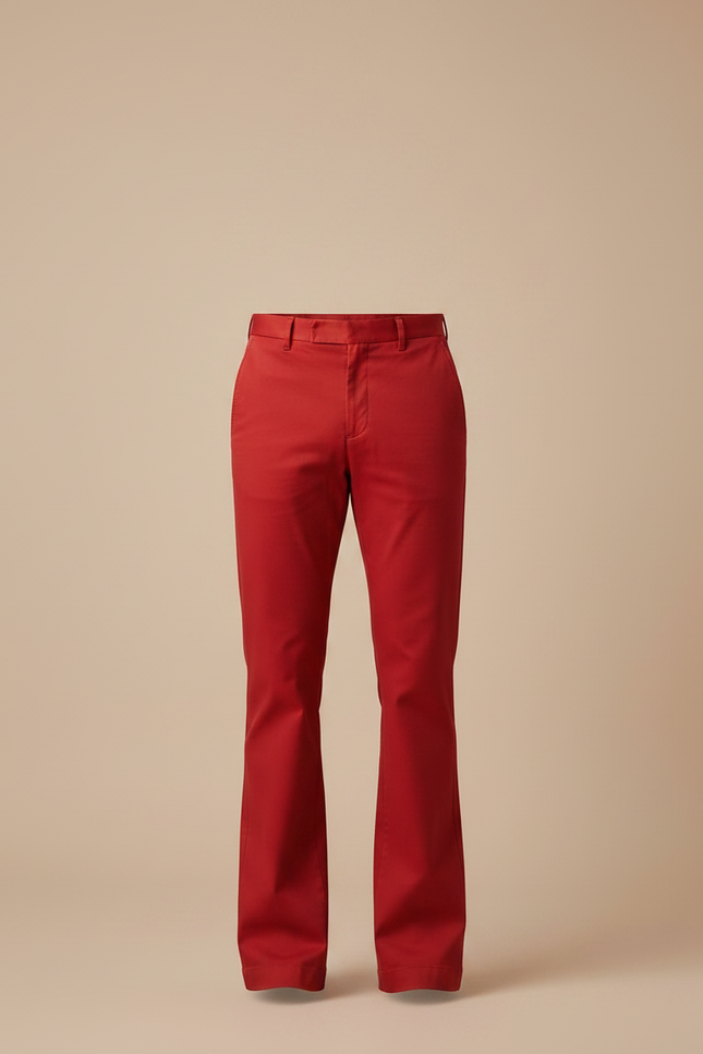 Pantalon Chino Rouge Évasé Stretch Homme Élégant - Gabardine - vue 3