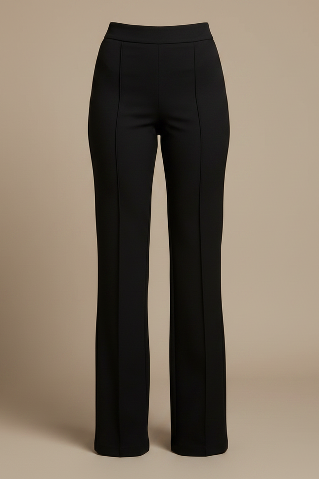 Pantalon Chino Noir Évasé Élégant Femme - Polyester - vue 3