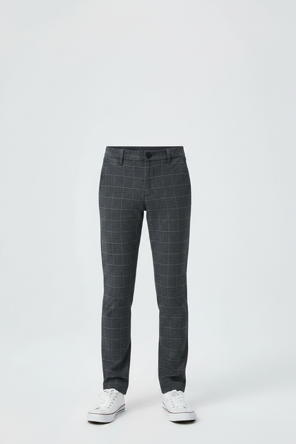 Pantalon Chino Carreaux Gris Slim Garçon Tendance - Laine - vue 3