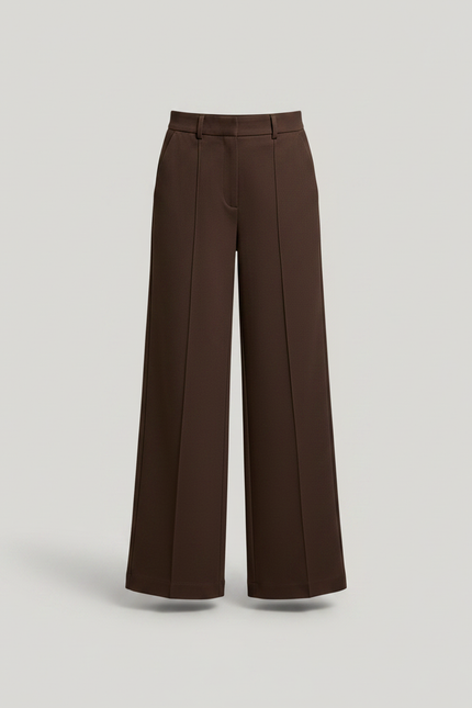 Pantalon Chino Marron Droit Ample Taille Haute Femme - Gabardine - vue 3