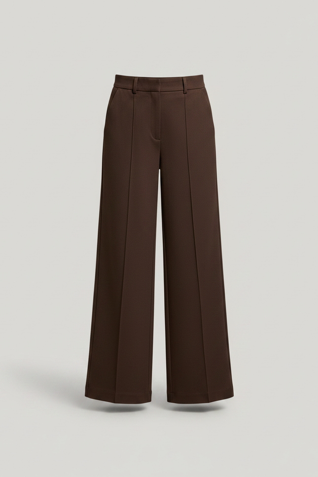 Pantalon Chino Marron Droit Ample Taille Haute Femme - Gabardine - vue 3