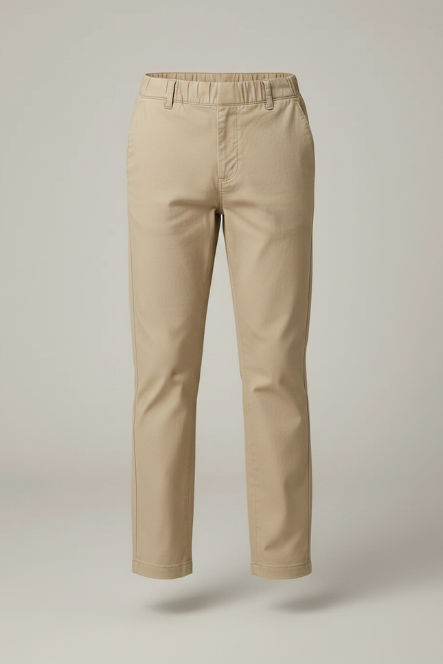 Pantalon Chino Garçon Beige Tapered Coton - Gabardine - vue 3