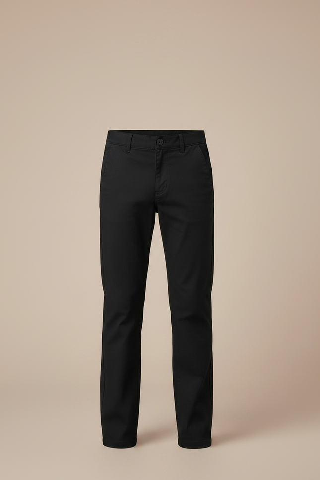 Pantalon Chino Noir Coton Droit Enfant Basique - vue 3