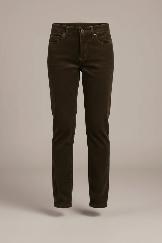 Pantalon Chino Marron Côtelé Droit Enfant Décontracté - Cordé - vue 3