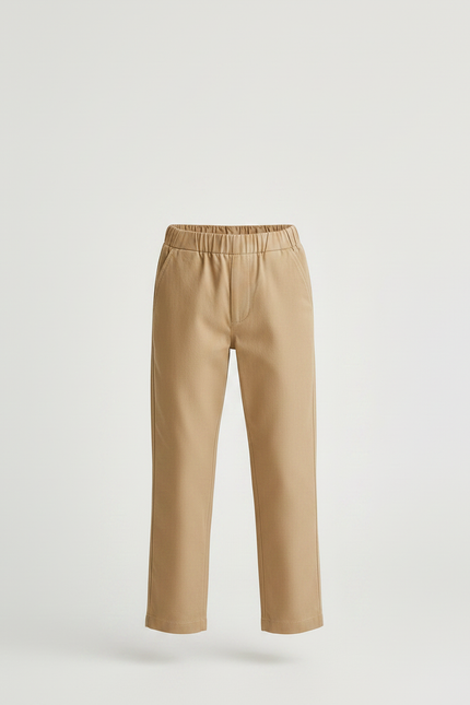 Pantalon Chino Beige Coton Élastiqué Droit Décontracté Enfant - vue 3