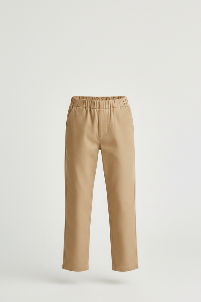 Pantalon Chino Beige Coton Élastiqué Droit Décontracté Enfant - vue 3