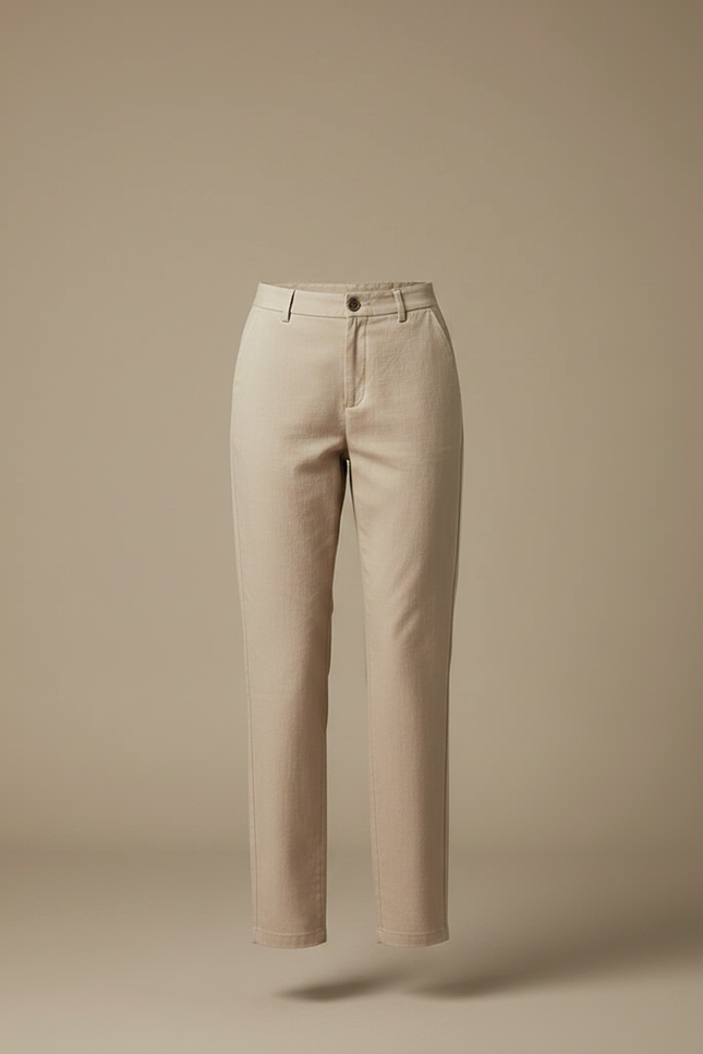Pantalon Chino Femme Beige Droit - Gabardine - vue 3
