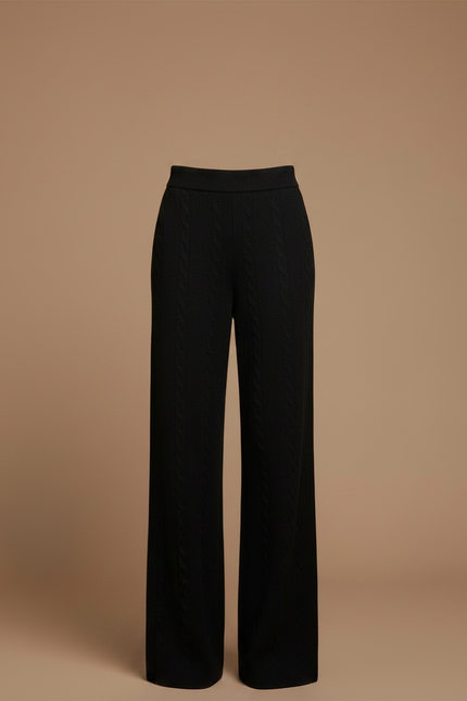 Pantalon Chino Noir Maille Tressée Ample Confortable - vue 3