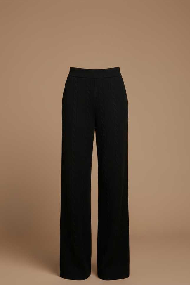 Pantalon Chino Noir Maille Tressée Ample Confortable - vue 3