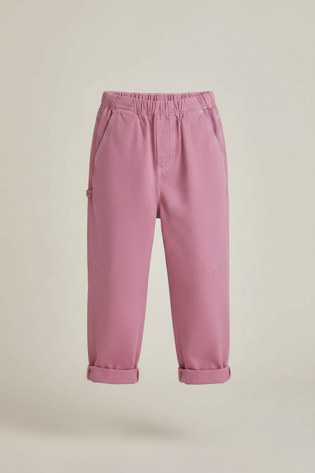 Pantalon Chino Rose Enfant Ample Décontracté Coton - vue 3