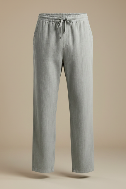 Pantalon Chino Lin Gris Clair Ample Homme Décontracté - vue 3