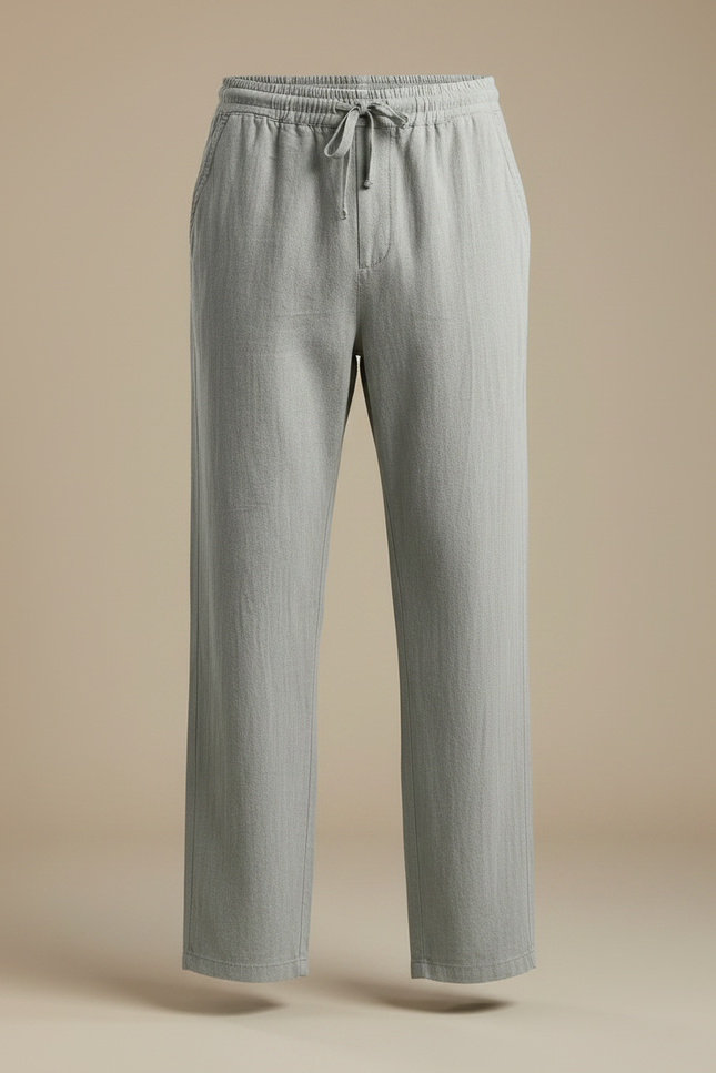 Pantalon Chino Lin Gris Clair Ample Homme Décontracté - vue 3