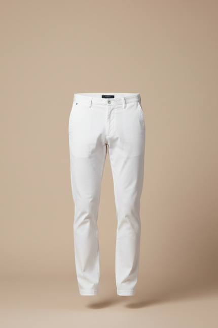 Pantalon Chino Blanc Coton Droit Élégant Homme - vue 3