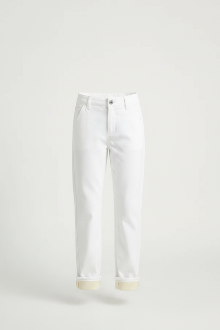 Pantalon Chino Blanc Droit Doublé Polaire Enfant - Coton - vue 3