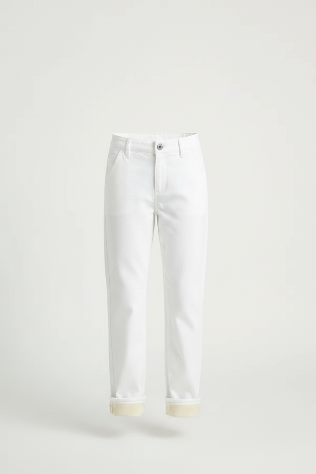 Pantalon Chino Blanc Droit Doublé Polaire Enfant - Coton - vue 3