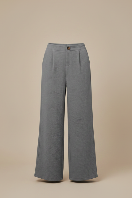 Pantalon Chino Gris Fluide Taille Haute Ample - Viscose - vue 3