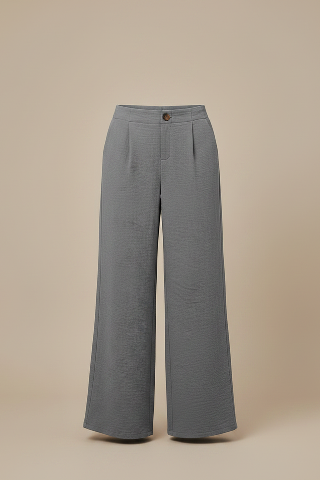 Pantalon Chino Gris Fluide Taille Haute Ample - Viscose - vue 3