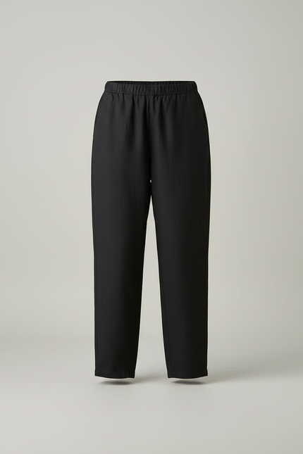 Pantalon Chino Noir Ample Fluide Élastique Décontracté - Coton - vue 3