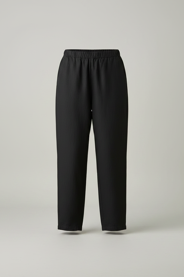 Pantalon Chino Noir Ample Fluide Élastique Décontracté - Coton - vue 3