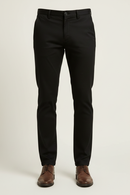 Pantalon Chino Homme Noir Tapered Coton - Gabardine - vue 3