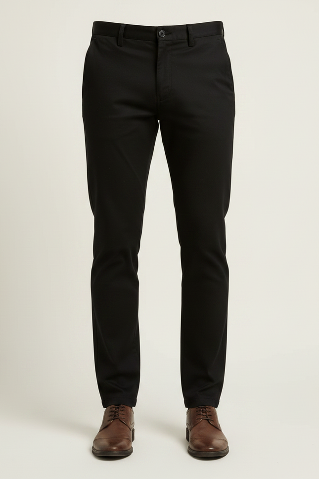 Pantalon Chino Homme Noir Tapered Coton - Gabardine - vue 3