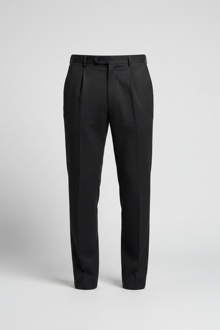 Pantalon Chino Noir Plissé Droit Homme Élégant - Gabardine - vue 3
