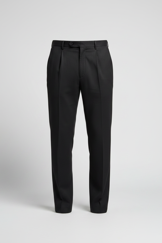 Pantalon Chino Noir Plissé Droit Homme Élégant - Gabardine - vue 3