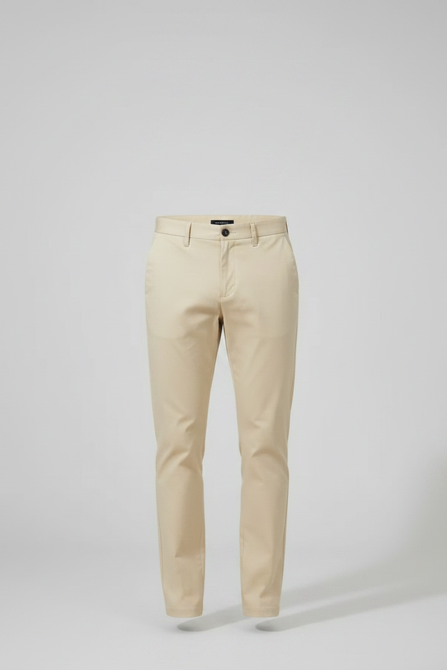 Pantalon Chino Creme - Beige Coton - vue 3