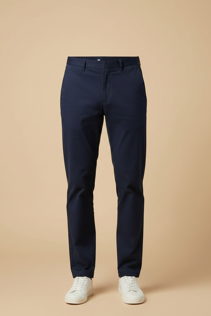 Pantalon Chino Stretch - Marine Coton - vue 3