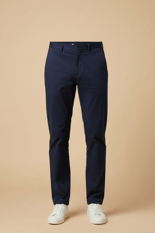 Pantalon Chino Stretch - Marine Coton - vue 3