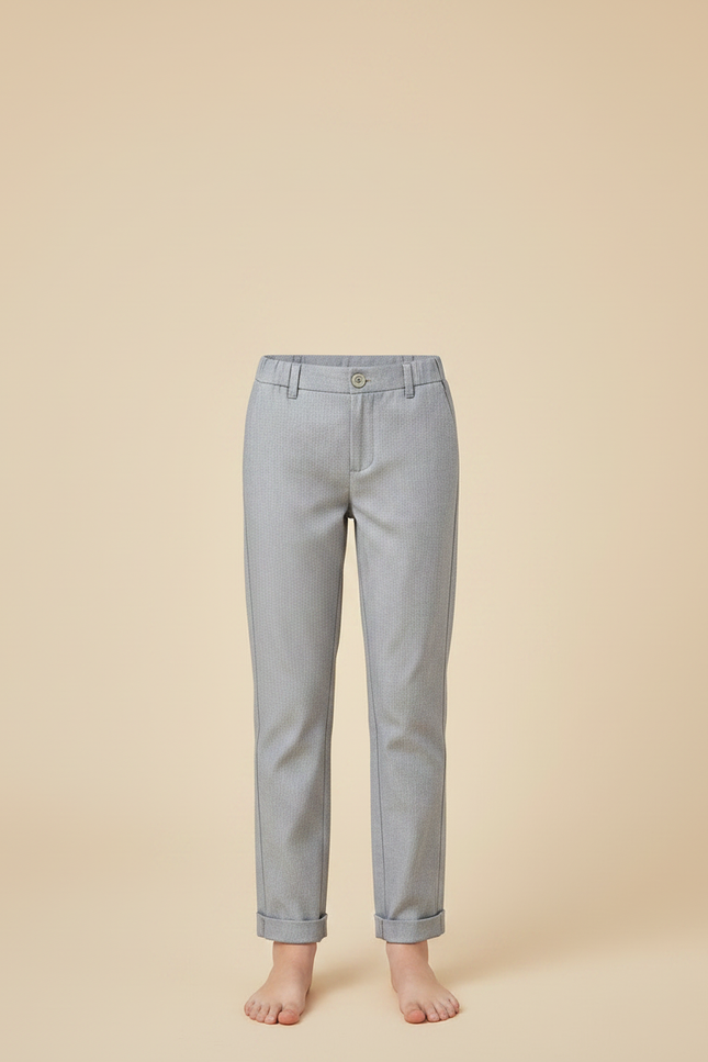 Pantalon Chino Gris Coton Droit Confortable Fille - vue 3