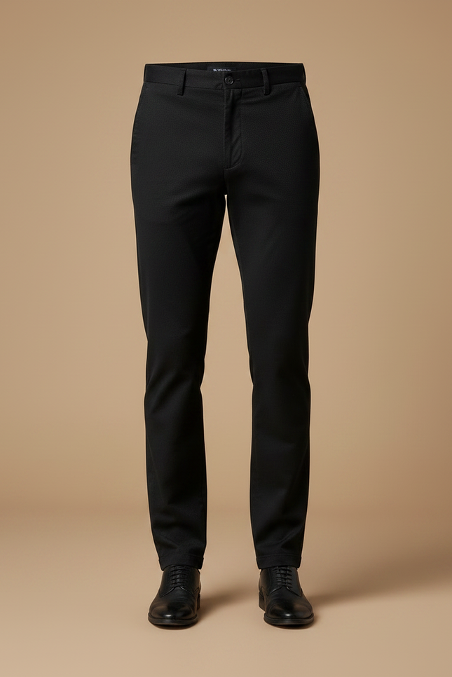 Pantalon Chino Noir Slim Coton Élégant Business Homme - vue 3