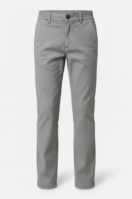 Pantalon Chino Gris Coton Droit Basique Enfant - vue 3